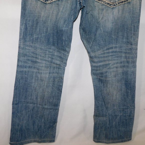 Silver Mens 34 / 32 Flap Jeans Blue Loose Fit Straight Leg Distressed - Picture 14 of 15